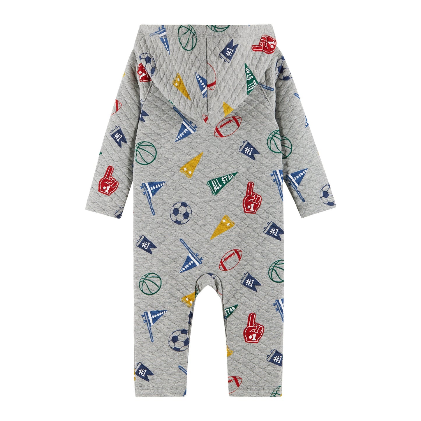 Infant Hooded Baby Romper | Beige Varsity
