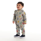 Infant Hooded Baby Romper | Beige Varsity