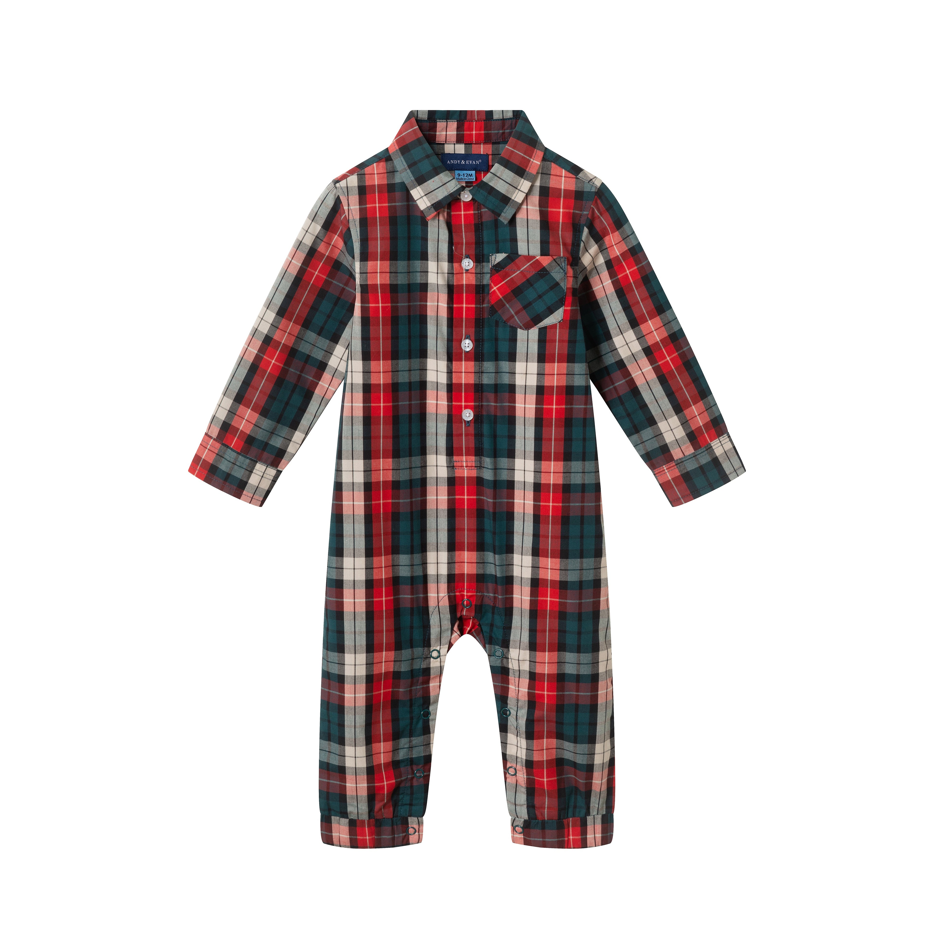 Infant Plaid Shirtall | Red Holiday