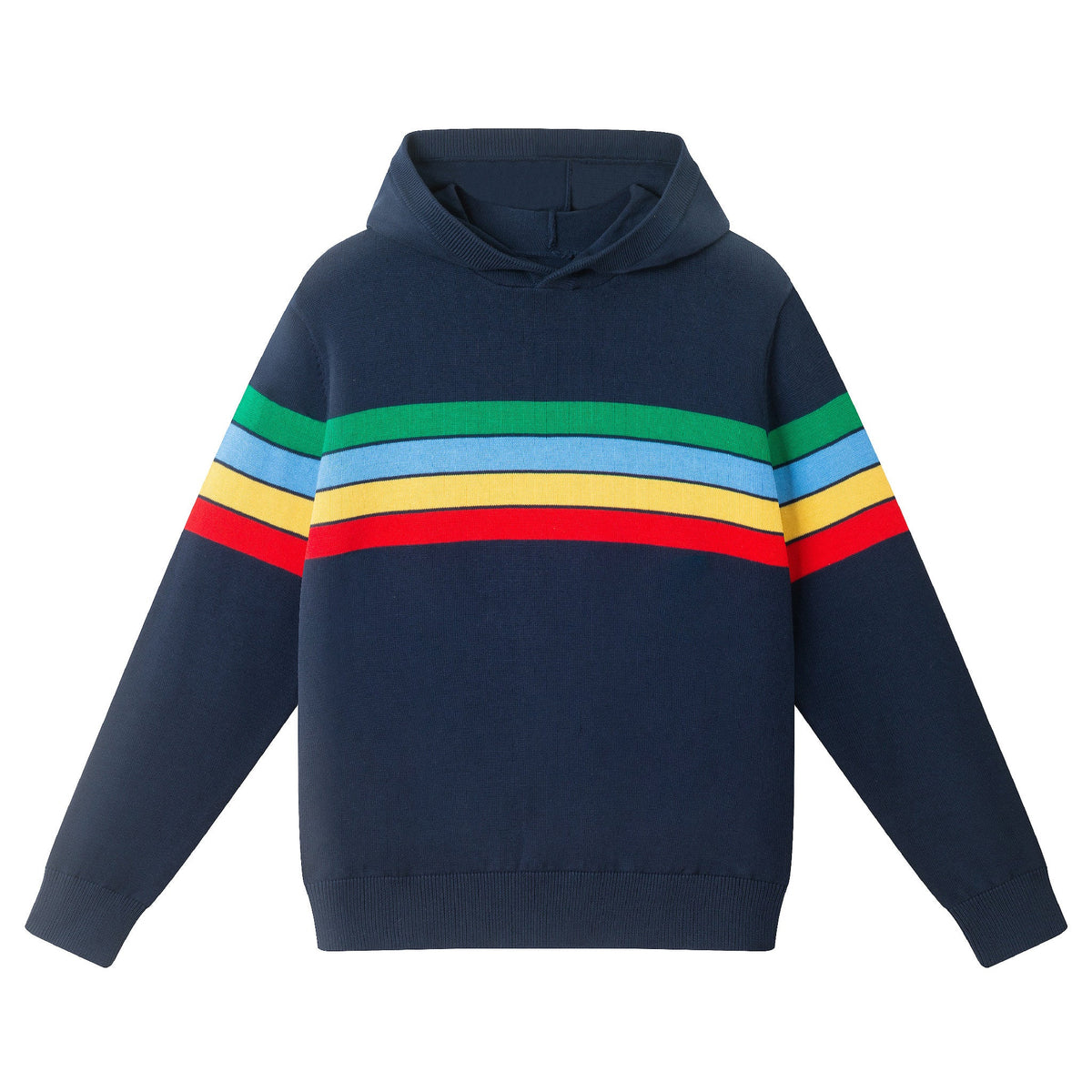 Tween (8-20) Hooded Striped Sweater W/Multi Stripe | Navy