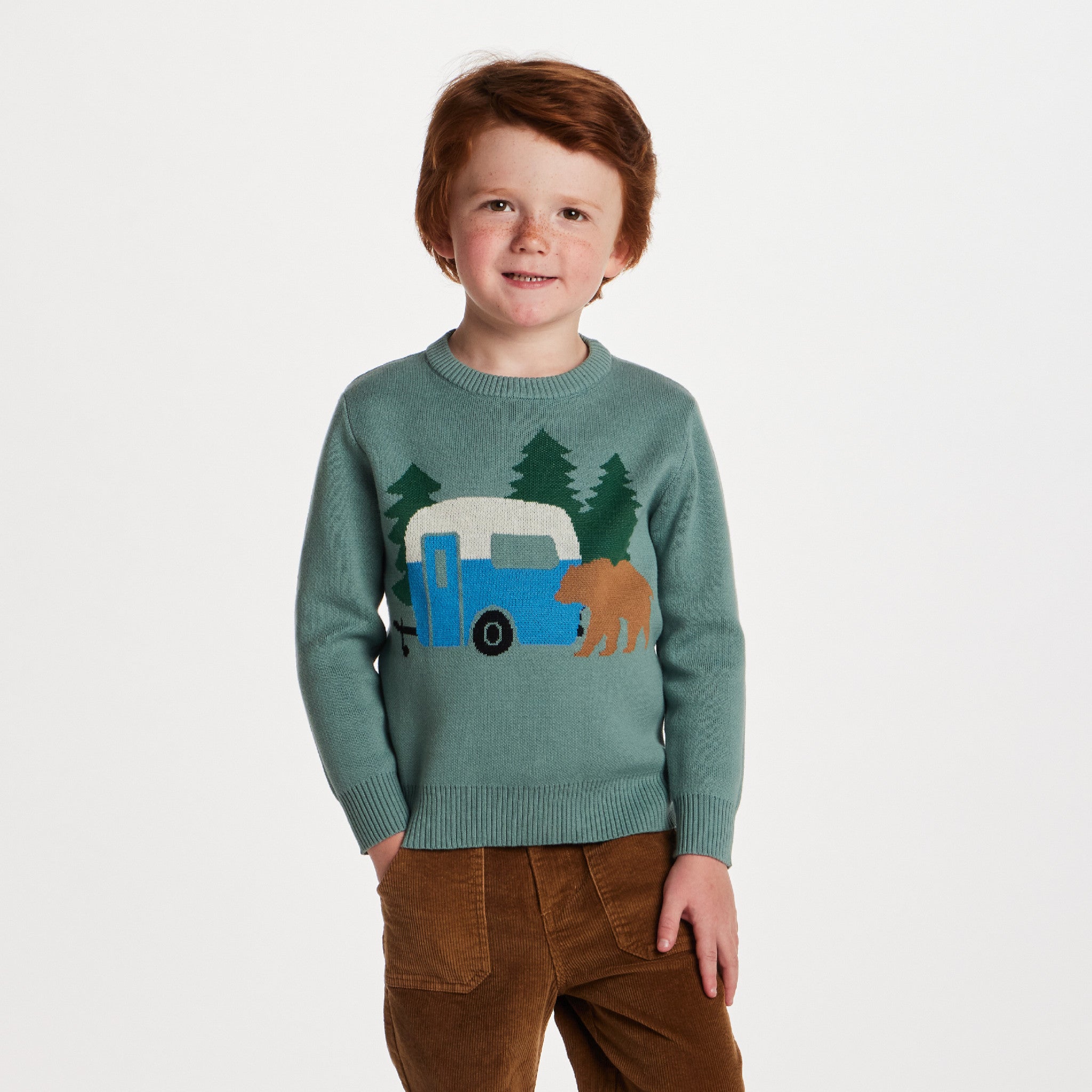 Kids Graphic Sweater | Green Camper