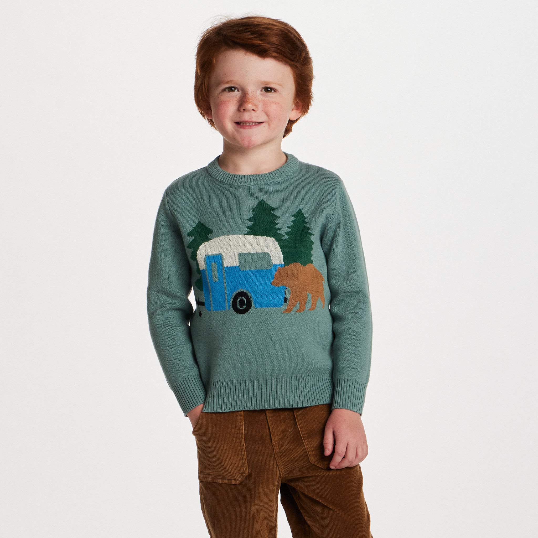 Kids Graphic Sweater | Green Camper