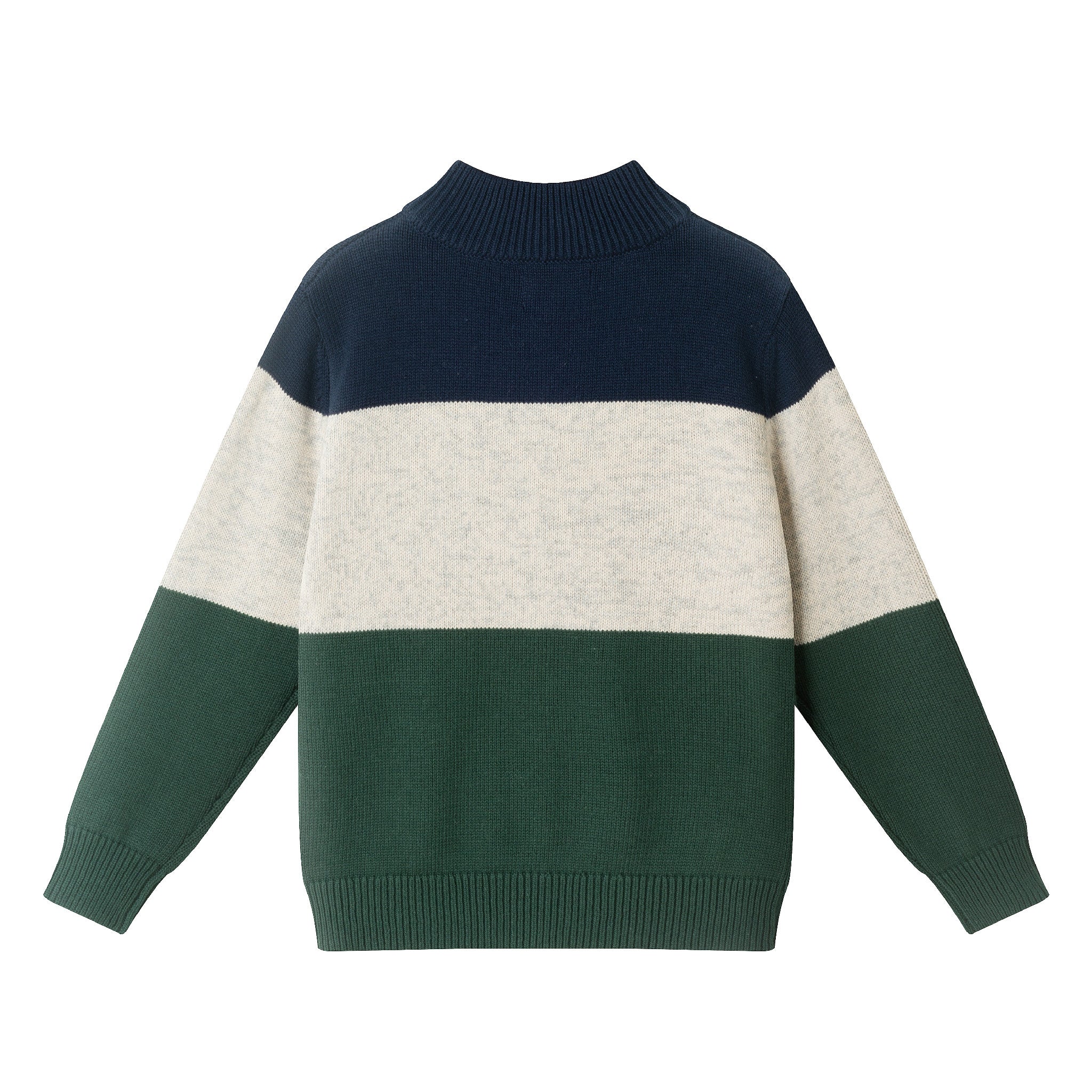 Kids Colorblocked Quarter Zip Sweater | Green Stripe