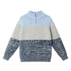Kids Colorblocked Quarter -Zip Sweater | Light Blue
