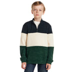 Kids Colorblocked Quarter Zip Sweater | Green Stripe