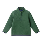 Kids Diamond Quilted Quarter-Zip Pullover | Green