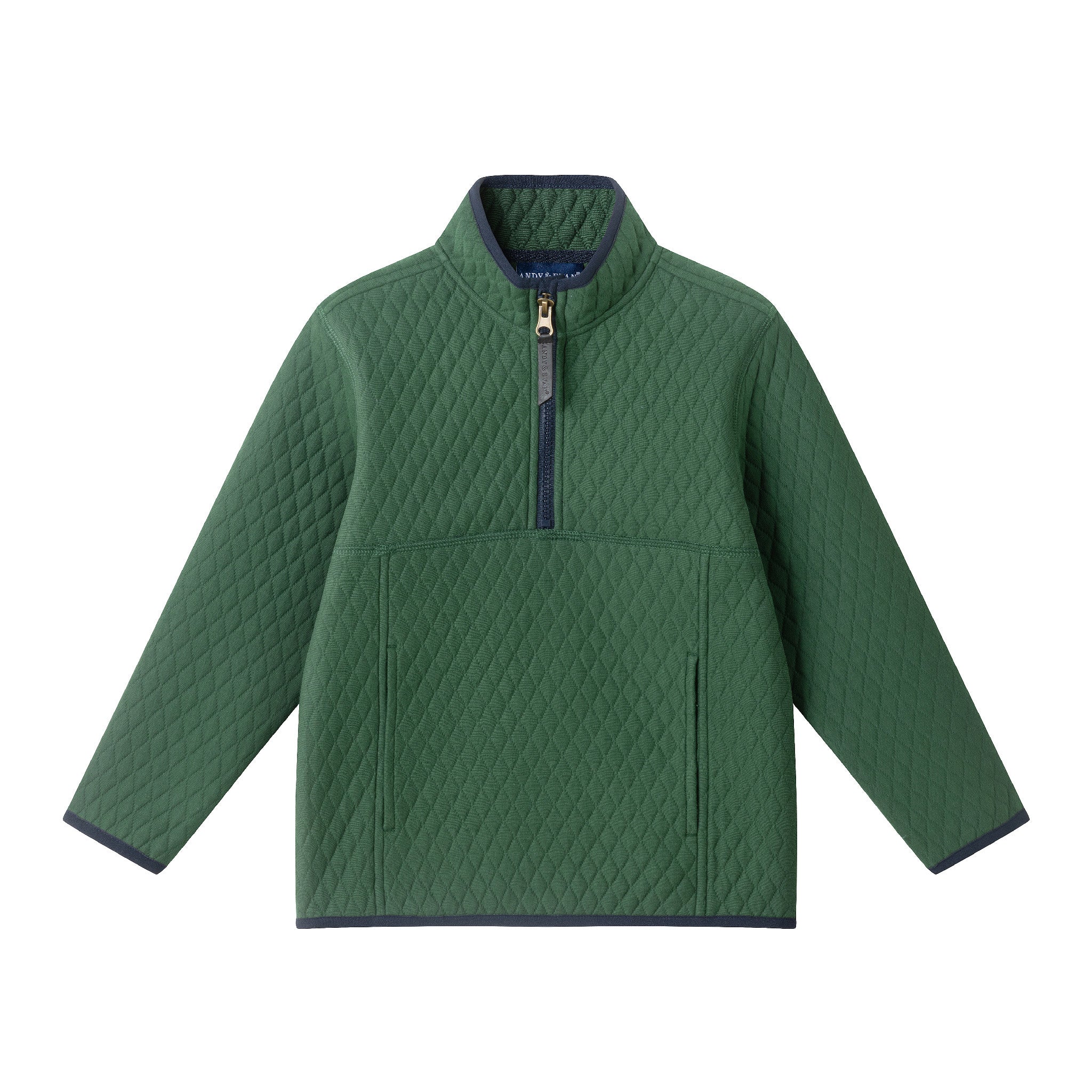 Kids Diamond Quilted Quarter-Zip Pullover | Green