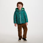 Kids Reversible Puffer Jacket | Green Bear