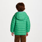 Kids Reversible Puffer Jacket | Green Bear
