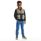 Kids Mixed Media Sherpa Vest | Green