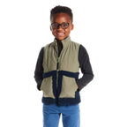 Kids Mixed Media Sherpa Vest | Green