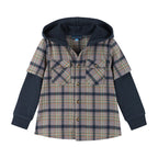 Kids Twofer Hoodie | Brown Plaid
