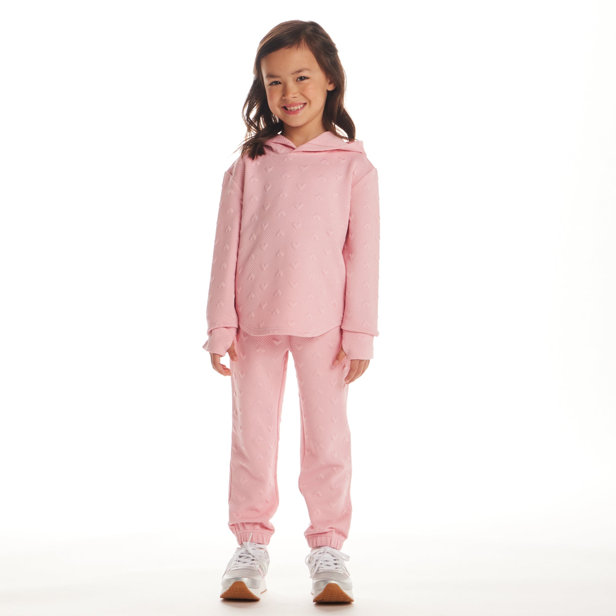 Kids Embossed Lounge Set | Pink Hearts