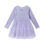 Kids Printed Rib Knit Dress | Purple Hearts