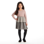 Kids Knit Tiered Dress | Pink Colorblock