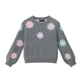 Kids Floral Sweater | Charcoal Grey