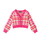 Kids Girls Cardigan | Pink Plaid