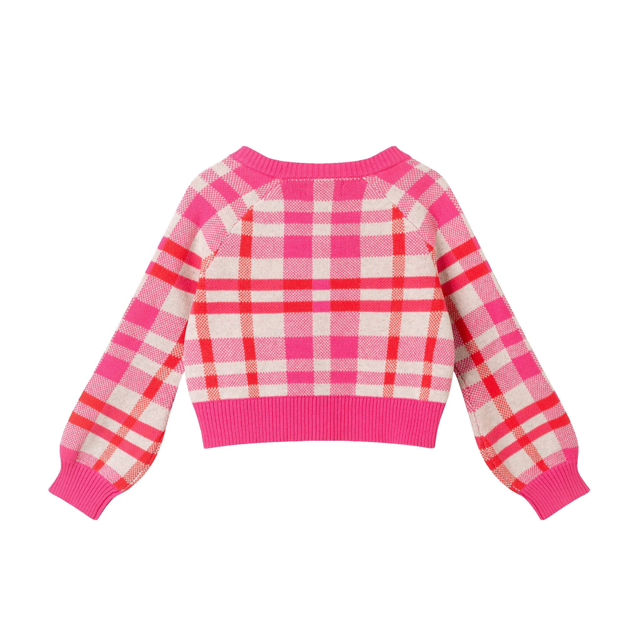Kids Girls Cardigan | Pink Plaid