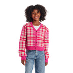 Tween (7-16) Cardigan | Pink Plaid
