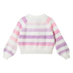 Tween (7-16) Stripe Cardigan | Oatmeal Lavendar