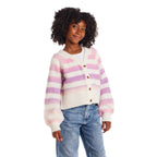 Tween (7-16) Stripe Cardigan | Oatmeal Lavendar