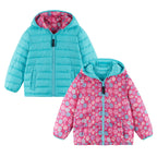 Kids Printed Reversible Puffer Jacket | Pink Smiley