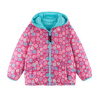 Kids Printed Reversible Puffer Jacket | Pink Smiley
