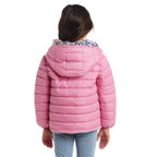 Kids Printed Reversible Puffer Jacket | Pink Hearts