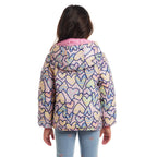 Kids Printed Reversible Puffer Jacket | Pink Hearts