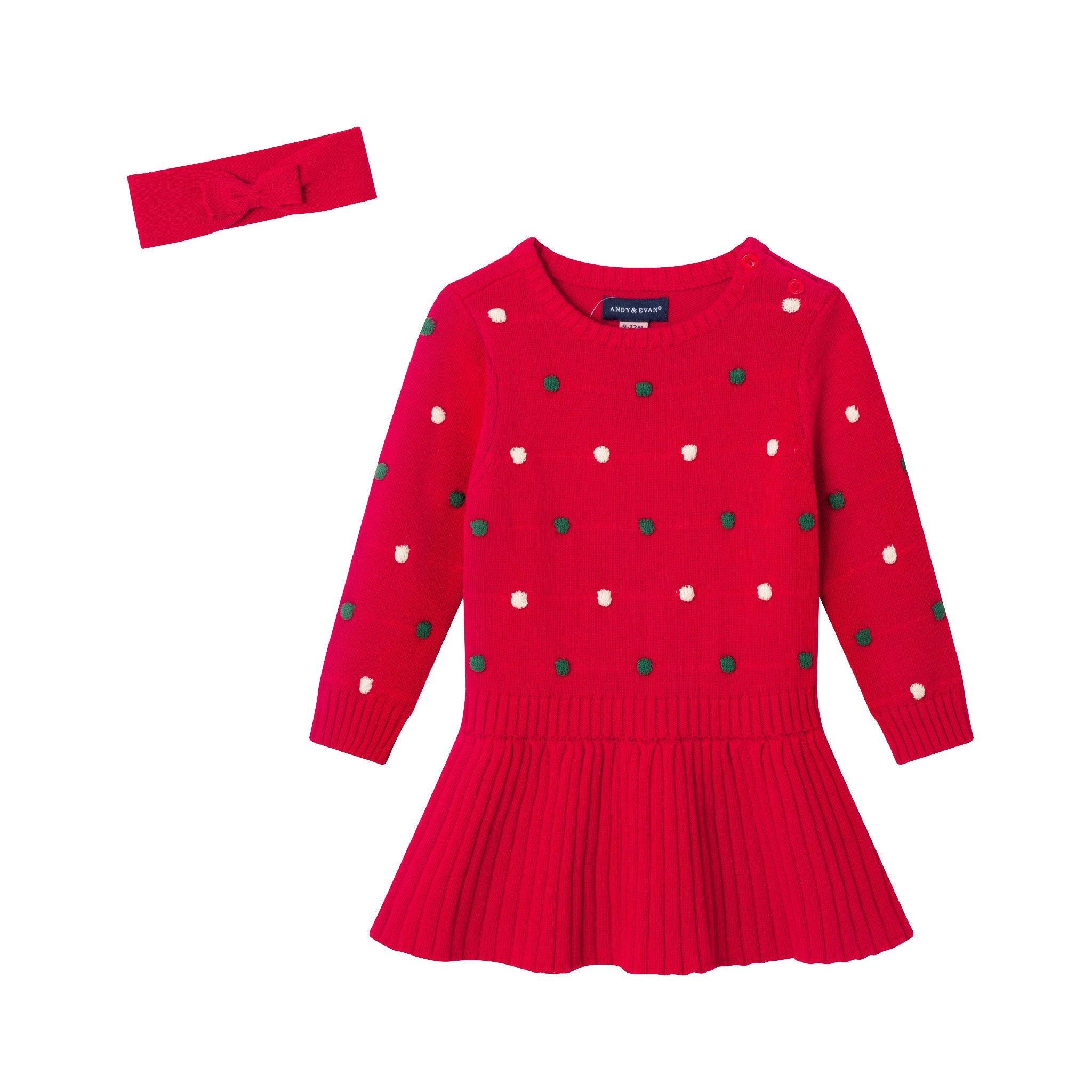 Infant Dress & Headband Set | Festive Dot