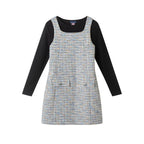 Tween (7-16) Tweed Dress & Rib Tee Set | Textured Twirl