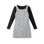 Tween (7-16) Tweed Dress & Rib Tee Set | Textured Twirl