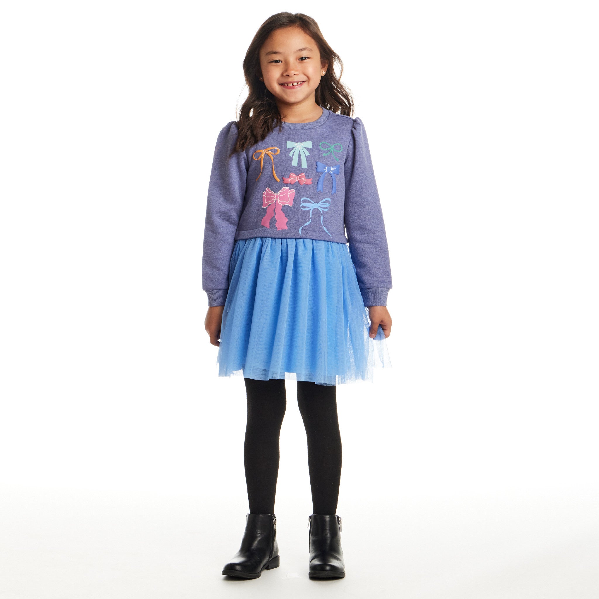 Kids Heather Sweatshirt Dress | Bow Collage