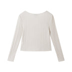 Tween (7-16) Ribbed Top & Houndstooth Skirt Set | Ivory & Pink