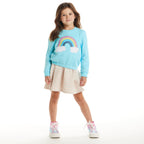 Kids Sweatshirt & Dress Set | Teal Rainbow