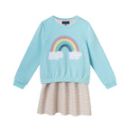 Kids Sweatshirt & Dress Set | Teal Rainbow