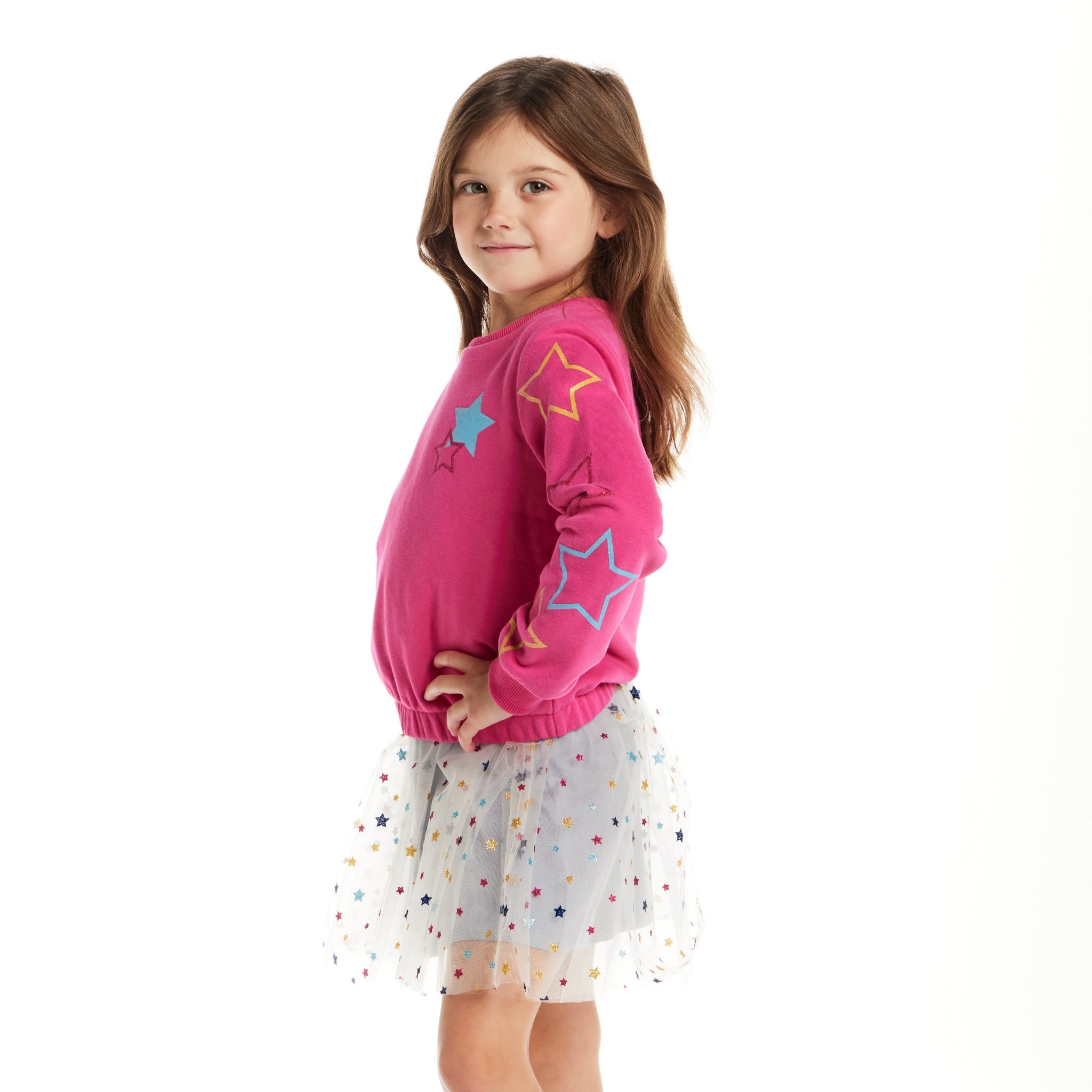Kids Sweatshirt & Dress Set | Pink Star
