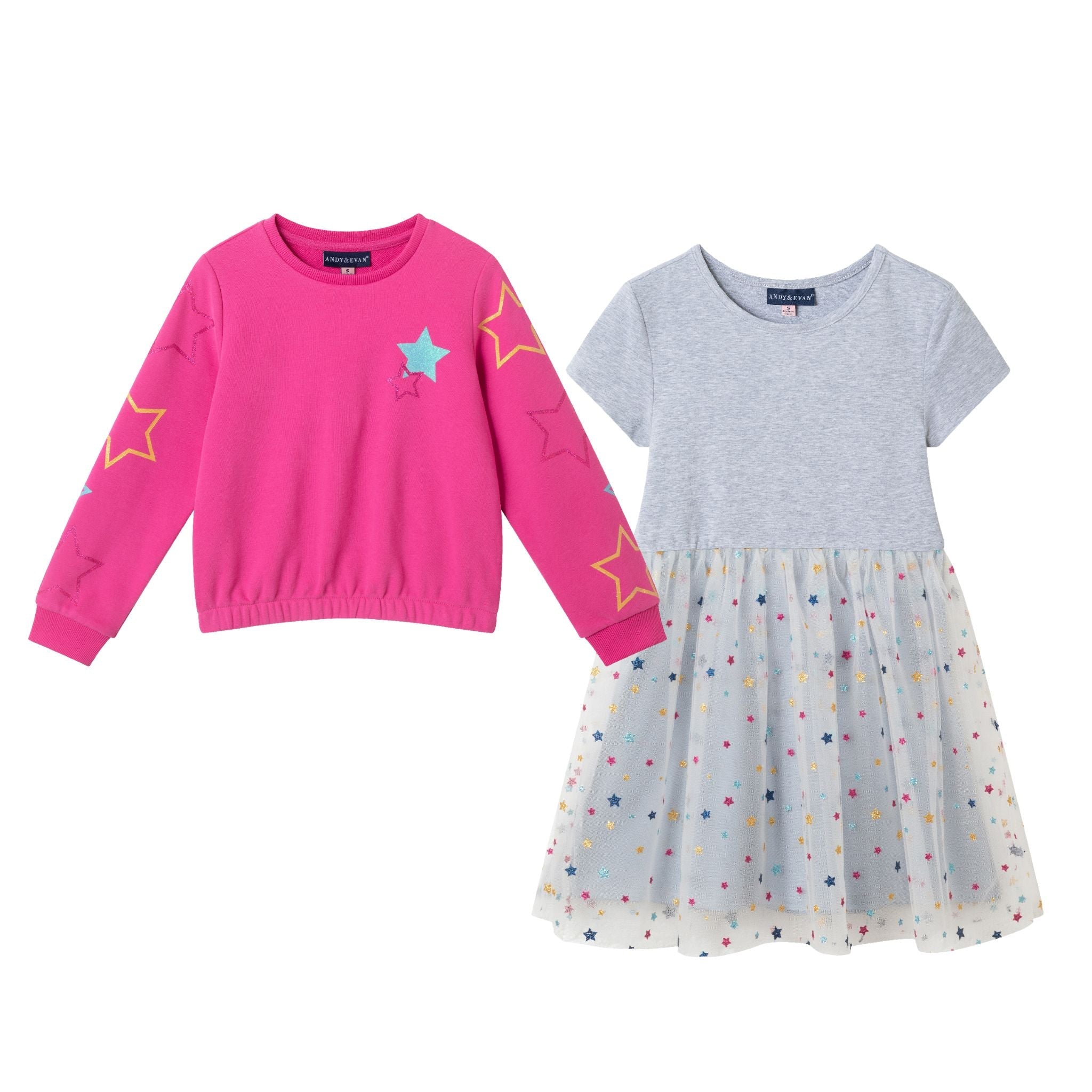 Kids Sweatshirt & Dress Set | Pink Star