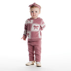 Infant Chenille Sweater Set with Headband | Pink Bows