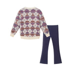 Kids Argyle Sweater & Ribbed Flare Pant Set