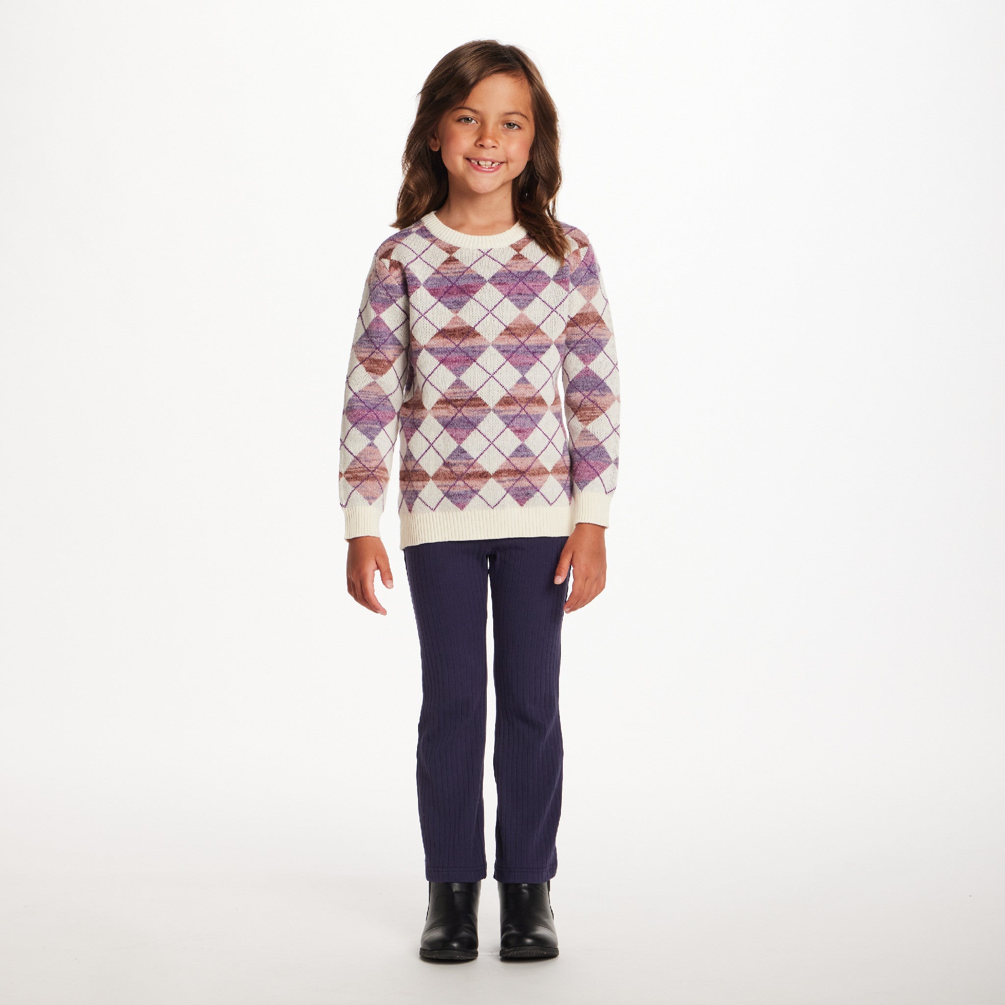 Kids Argyle Sweater & Ribbed Flare Pant Set