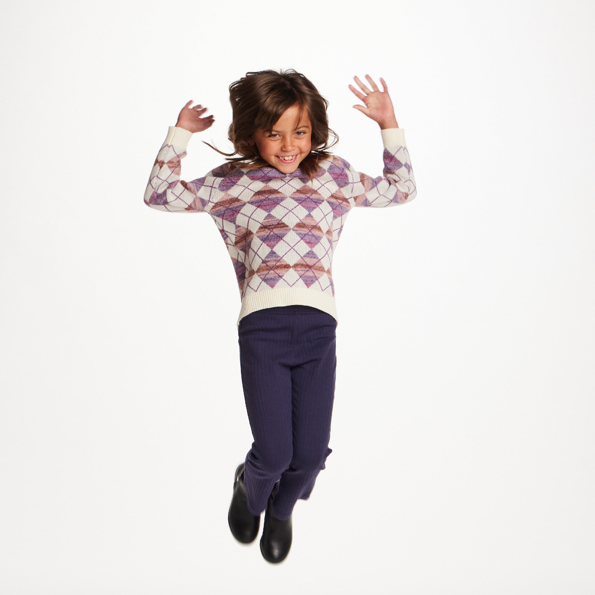 Kids Argyle Sweater & Ribbed Flare Pant Set