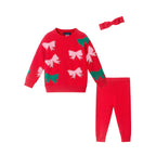 Infant 3-Piece Sweater Set | Red Bows