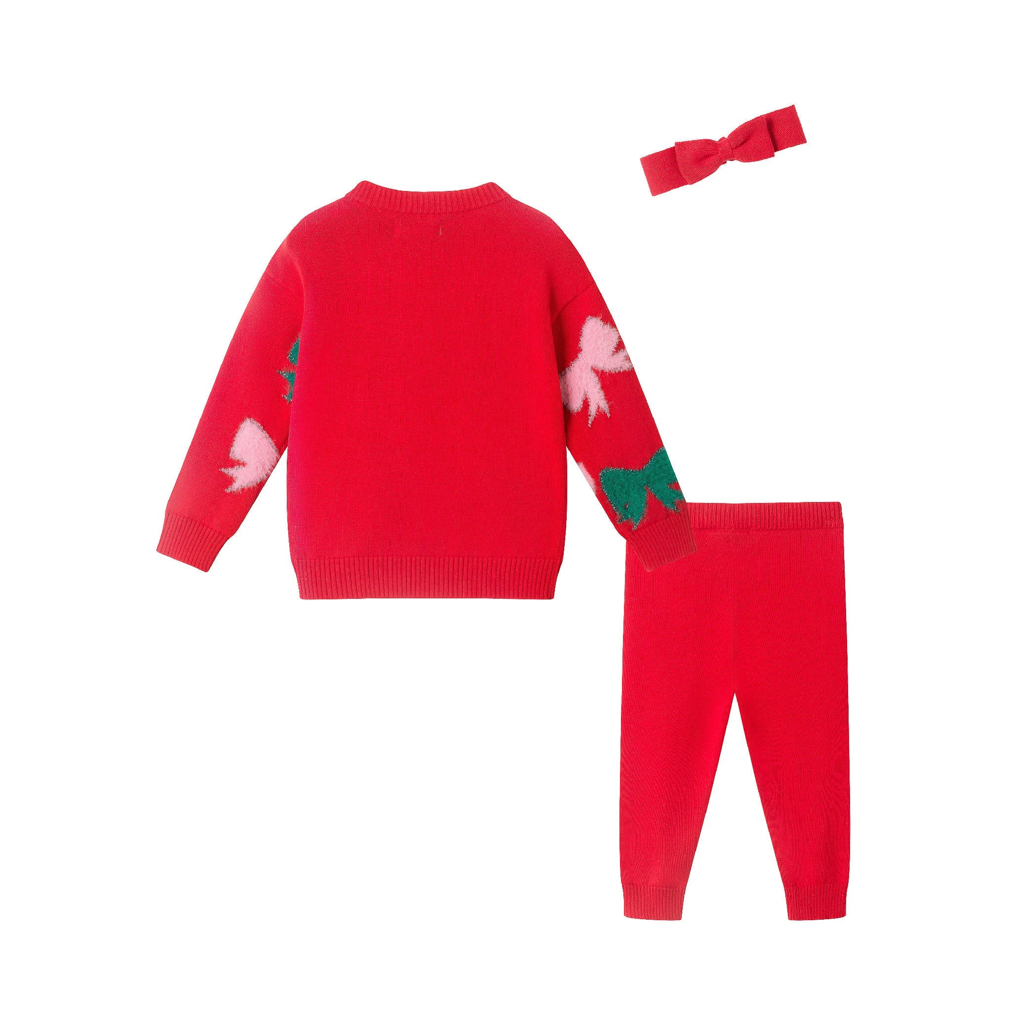 Infant 3-Piece Sweater Set | Red Bows