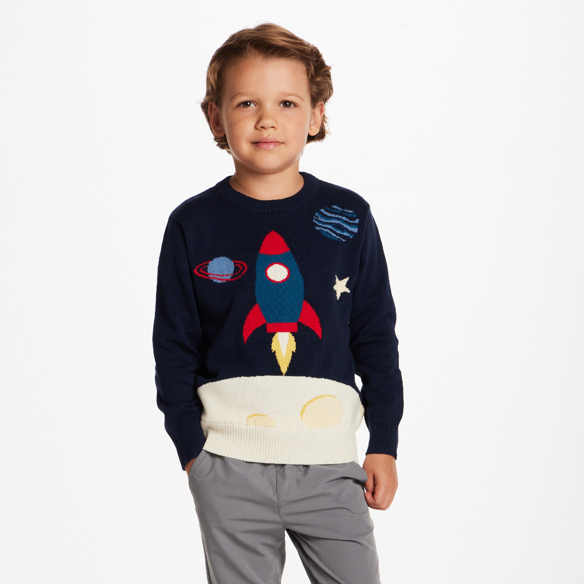 Kids Graphic Sweater | Rocket Ship