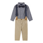 Infant Buttondown Suspenders Set | Navy Gingham
