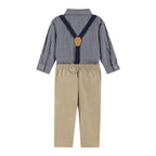 Infant Buttondown Suspenders Set | Navy Gingham