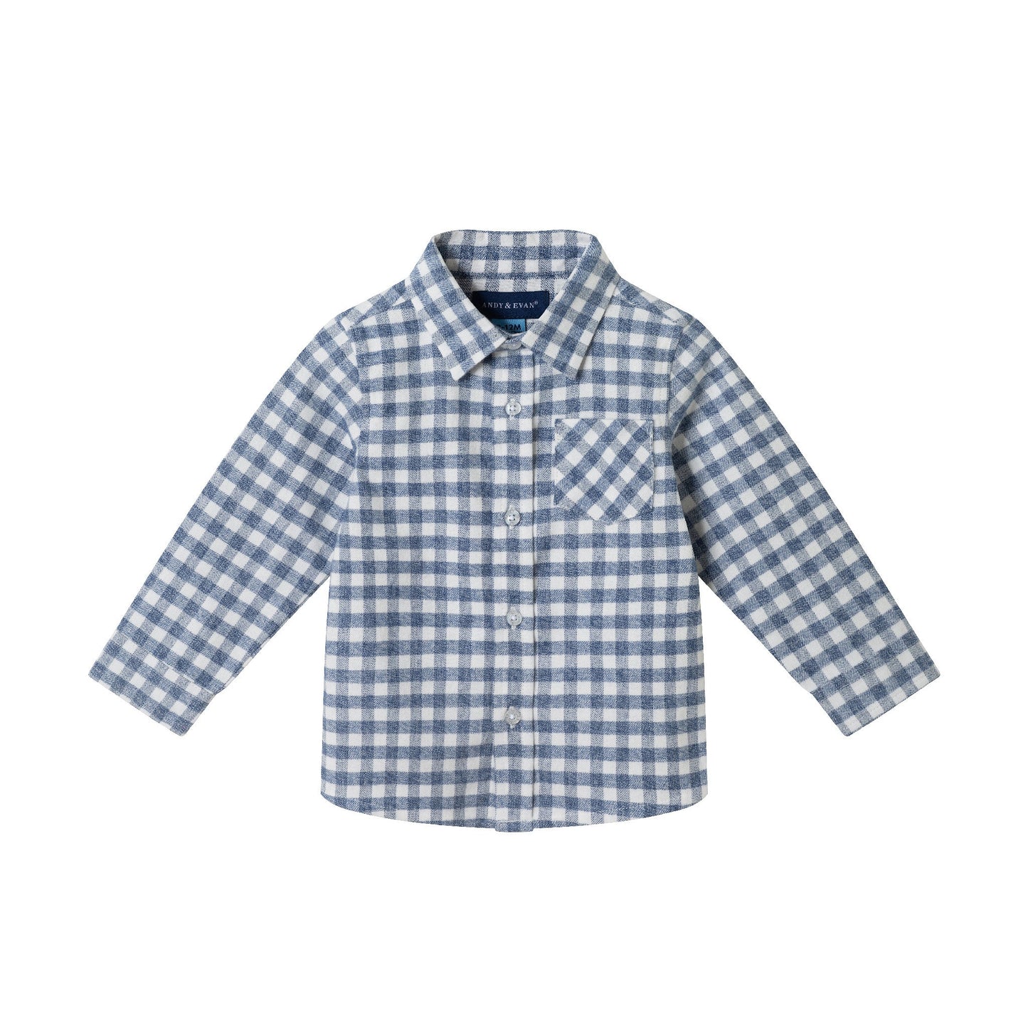 Infant Buttondown & Knit Denim Jogger Set | Grey Gingham