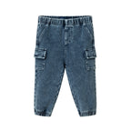 Infant Buttondown & Knit Denim Jogger Set | Grey Gingham