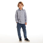 Kids Buttondown & Knit Denim Jogger Set | Grey Gingham
